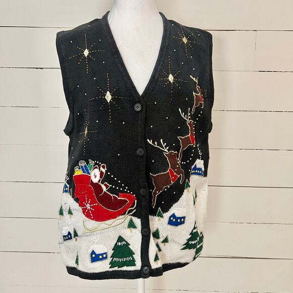 Bobbie Brooks Vintage Christmas Sweater Vest Ladies L - Picture 1 of 8
